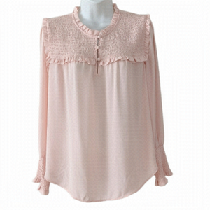 LOFT blush pink pastel pink ruffle blouse Medium Petit T5